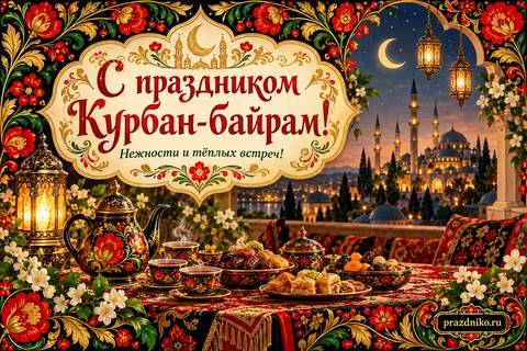 Открытка «Курбан-байрам»: С праздником Курбан-байрам!
Нежности и тёплых встреч!
prazdniko.ru