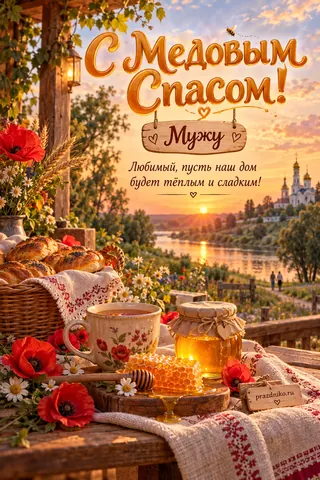 Открытка «Медовый Спас» — мужу: С Медовым Спасом!
Мужу
Любимый, пусть наш дом будет тёплым и сладким!
prazdniko.ru