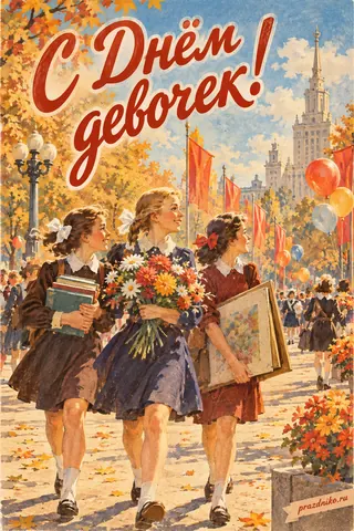 Открытка «Международный день девочек» — девочкам: С Днём
девочек!