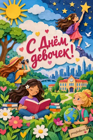 Открытка «Международный день девочек» — девочкам: С Днём
девочек!