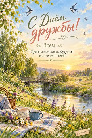 Открытка «Международный день дружбы»: С Днём дружбы! Всем
Пусть рядом всегда будут те, с кем легко и тепло!