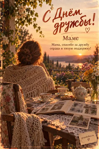 Открытка «Международный день дружбы» — маме: С Днём дружбы!
Маме
Мама, спасибо за дружбу сердца и тихую поддержку!
prazdniko.ru