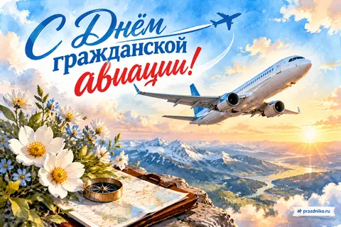 Открытка «Международный день гражданской авиации»: С Днём
гражданской
авиации!