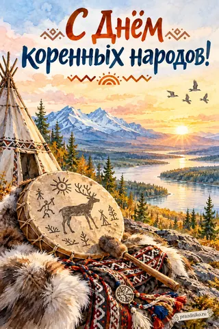 Открытка «Международный день коренных народов мира»: С Днём
коренных народов!