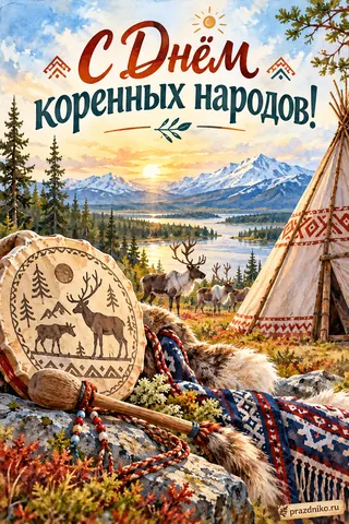 Открытка «Международный день коренных народов мира»: С Днём
коренных народов!