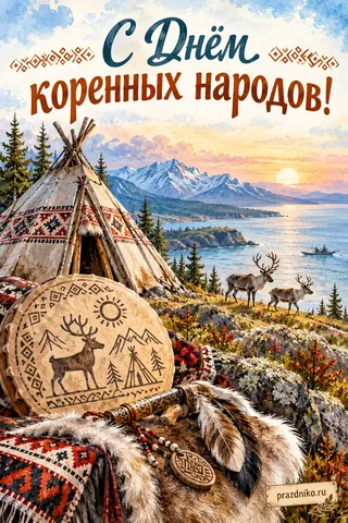 Открытка «Международный день коренных народов мира»: С Днём
коренных народов!
