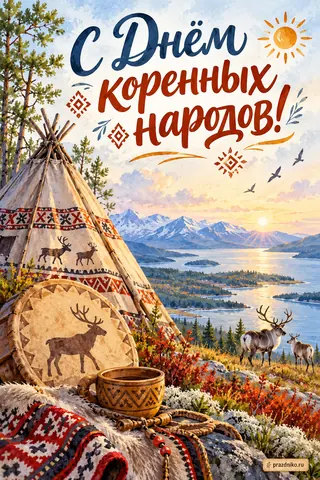 Открытка «Международный день коренных народов мира»: С Днём
коренных народов!