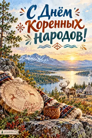 Открытка «Международный день коренных народов мира»: С Днём
Коренных народов!