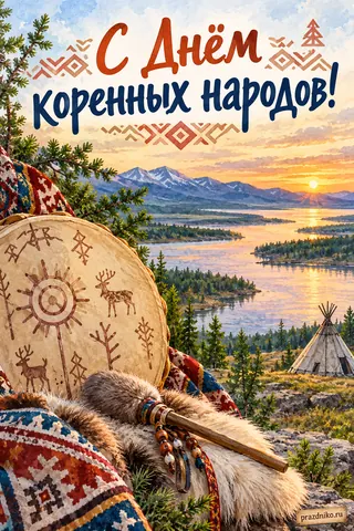 Открытка «Международный день коренных народов мира»: С Днём
Коренных народов!