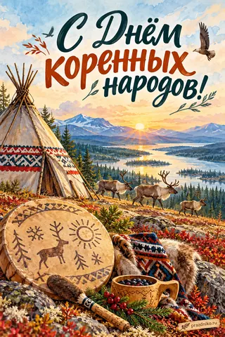 Открытка «Международный день коренных народов мира»: С Днём
Коренных народов!
