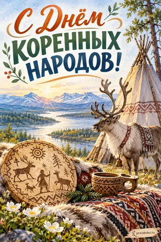 Открытка «Международный день коренных народов мира»: С Днём
коренных народов!