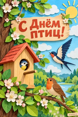 Открытка «Международный день птиц»: С Днём птиц!