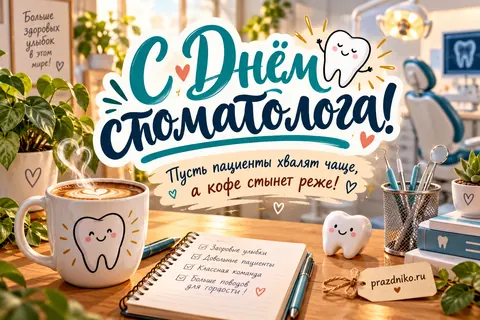 Открытка «Международный день стоматолога»: Больше здоровых улыбок в этом мире!
С Днём стоматолога!
Пусть пациенты хвалят чаще, а кофе стынет реже!
Заоровые улыбки
Довольные пациенты
Классная команда
Больше поводов для гордости!
prazdniko.ru