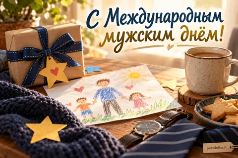 Открытка «Международный мужской день» — папе: С Международным мужским днём!