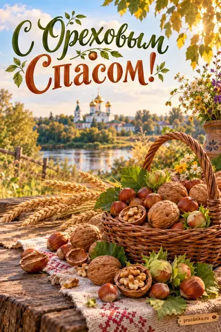 Открытка «Ореховый Спас»: С Ореховым Спасом!