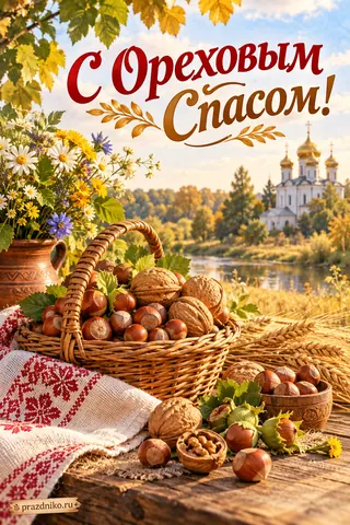 Открытка «Ореховый Спас»: С Ореховым Спасом!