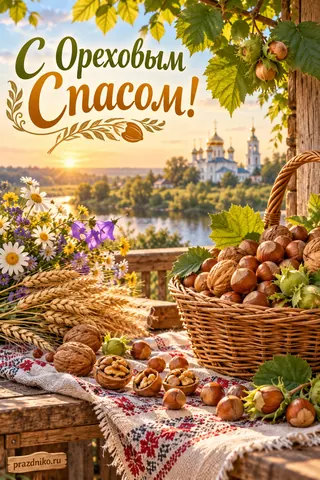 Открытка «Ореховый Спас»: С Ореховым Спасом!