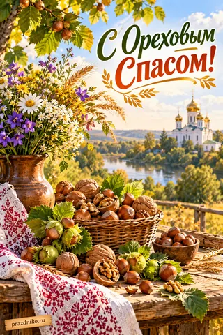 Открытка «Ореховый Спас»: С Ореховым Спасом!