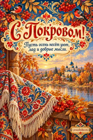 Открытка «Покров Пресвятой Богородицы»: С Покровом!
Пусть осень несёт уют, лад и добрые мысли.
prazdniko.ru
