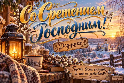 Открытка «Сретение Господне» — дедушке: Со Сретением Господним!
Дедушке
Пусть весна спешит, а чай не остывает!
prazdniko.ru