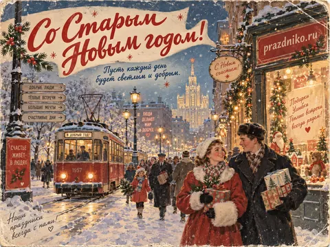 Открытка: Старый Новый год