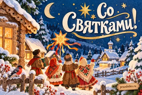 Открытка «Святки»: Со Святками!