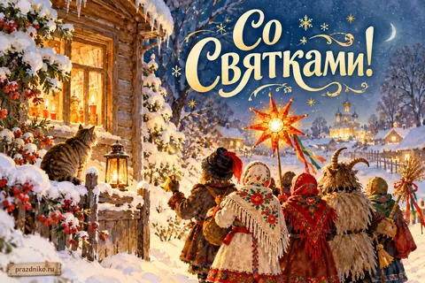 Открытка «Святки»: Со Святками!