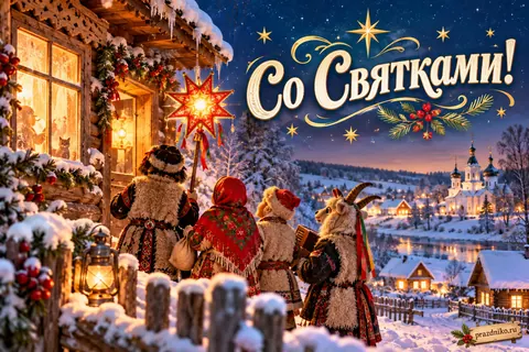 Открытка «Святки»: Со Святками!
