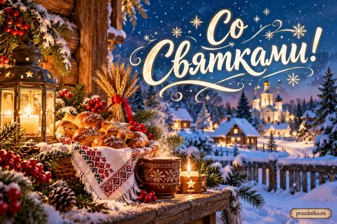 Открытка «Святки»: Со Святками!