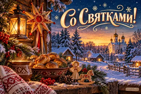 Открытка «Святки»: Со Святками!