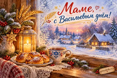 Открытка «Васильев день» — маме: Маме,
с Васильевым днём!
