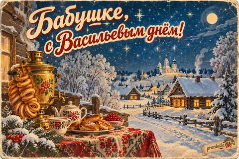 Открытка «Васильев день» — бабушке: Бабушке,
с Васильевым днём!