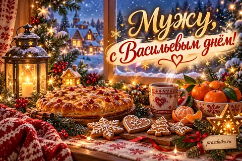 Открытка «Васильев день» — мужу: Мужу,
с Васильевым днём!