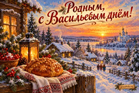 Открытка «Васильев день» — родным: Родным, с Васильевым днём!