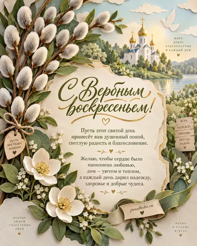 Открытка: Вербное воскресенье