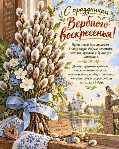 Открытка: Вербное воскресенье