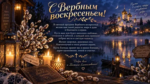 Открытка: Вербное воскресенье
