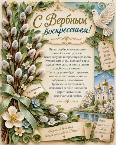 Открытка: Вербное воскресенье
