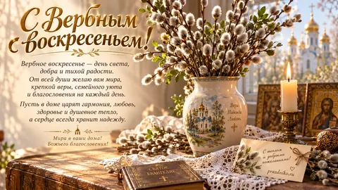 Открытка: Вербное воскресенье