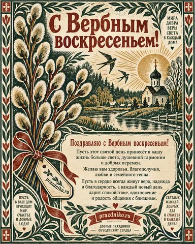 Открытка: Вербное воскресенье