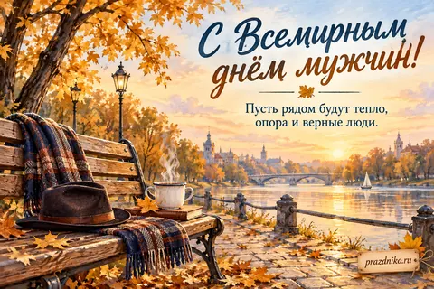 Открытка «Всемирный день мужчин» — мужчинам: С Всемирным днём мужчин!
Пусть рядом будут тепло, опора и верные люди.