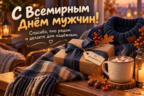 Открытка «Всемирный день мужчин» — мужчинам: С Всемирным Днём мужчин!
Спасибо, что рядом и делаете дом надёжным.