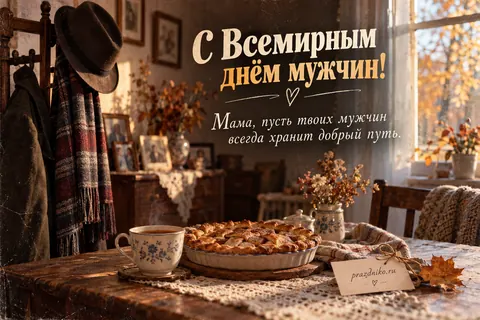 Открытка «Всемирный день мужчин» — маме: С Всемирным днём мужчин!
Мама, пусть твоих мужчин всегда хранит добрый путь.