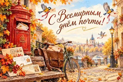 Открытка «Всемирный день почты»: С Всемирным днём почты!