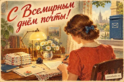 Открытка «Всемирный день почты»: С Всемирным днём почты!