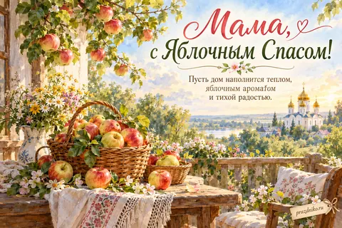 Открытка «Яблочный Спас (Преображение Господне)» — маме: Мама, с Яблочным Спасом!
Пусть дом наполнится теплом, яблочным ароматом и тихой радостью.
prazdniko.ru