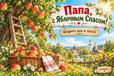 Открытка «Яблочный Спас (Преображение Господне)» — папе: Папа, с Яблочным Спасом!
Щедрого дня и света!
prazdniko.ru