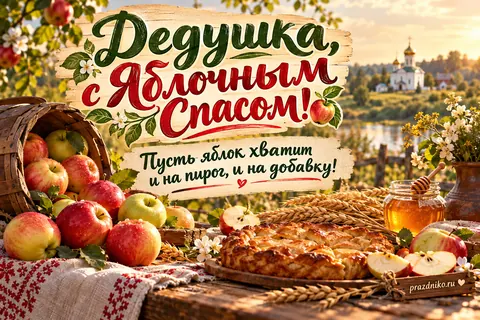 Открытка «Яблочный Спас (Преображение Господне)» — дедушке: Дедушка, с Яблочным Спасом!
Пусть яблок хватит и на пирог, и на добавку!
prazdniko.ru