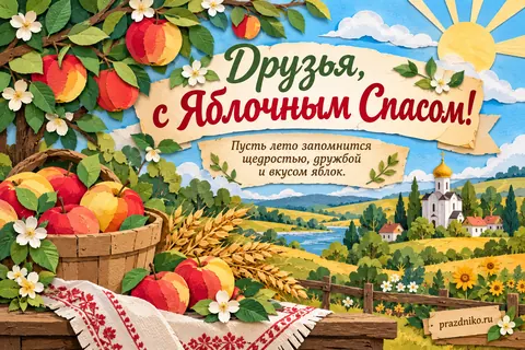 Открытка «Яблочный Спас (Преображение Господне)» — друзьям: Друзья, с Яблочным Спасом!
Пусть лето запомнится щедростью, дружбой и вкусом яблок.
prazdniko.ru