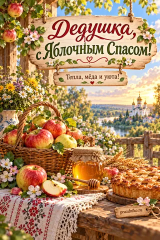 Открытка «Яблочный Спас (Преображение Господне)» — дедушке: Дедушка, с Яблочным Спасом!
Тепла, мёда и уюта!